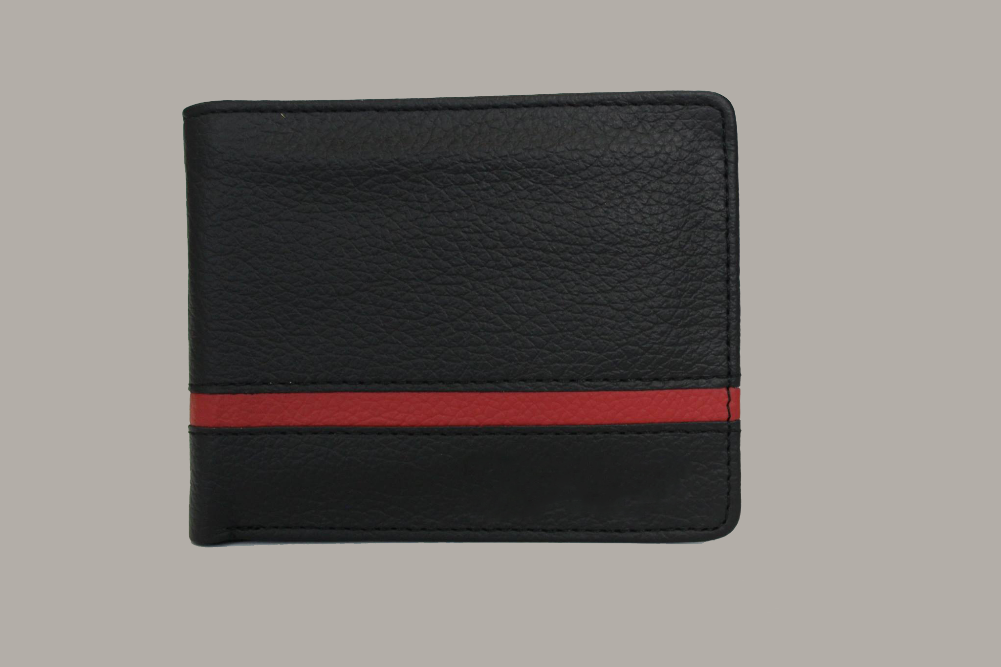 Men’s striped wallet with sleek design, card slots, and bold accent detailing.