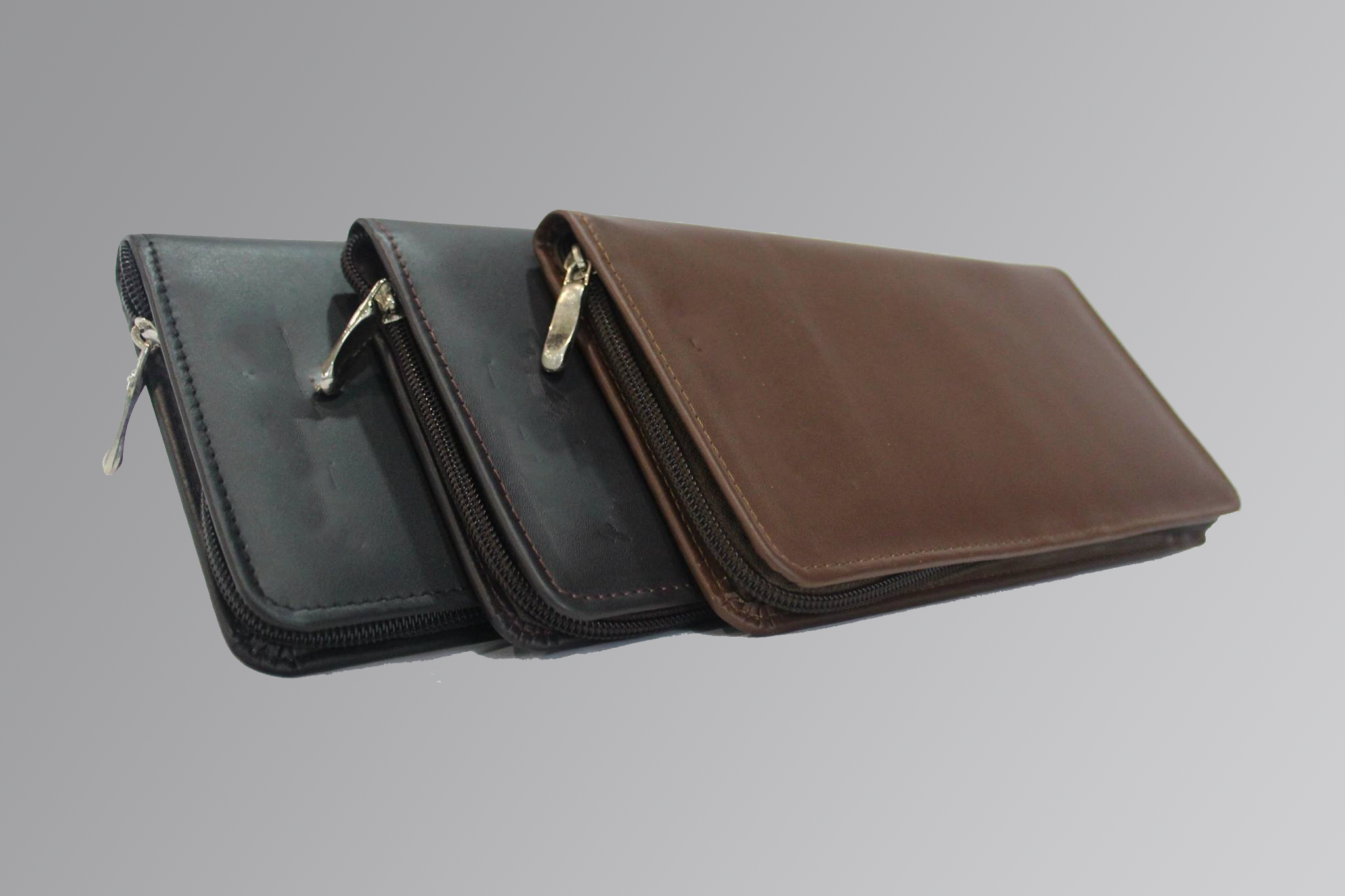 Men’s travel wallet with compartments for passport, cards, and travel documents.