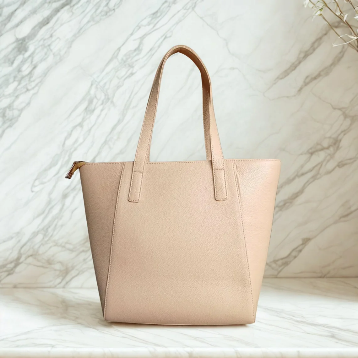 Leather Hill women's beige leather tote bag