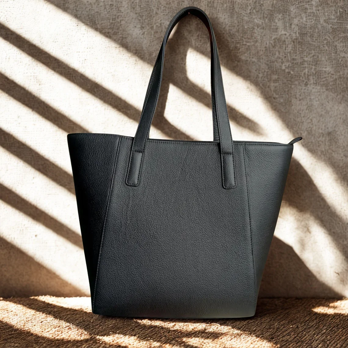 Leather Hill women's black leather tote bag