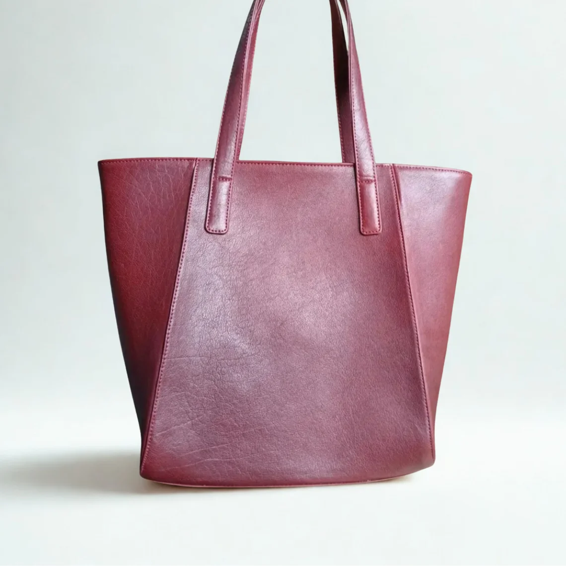 Leather Hill women's maroon leather tote bag